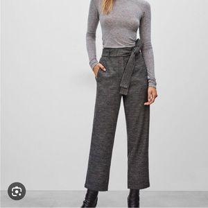 Aritzia Wilfred Jallade Wool Cashmere Gray Pinstripe Crop Tie Waist Pants